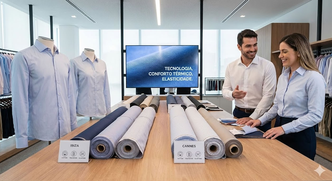 Tecidos modernos para camisaria: tecnologia, conforto e elegância