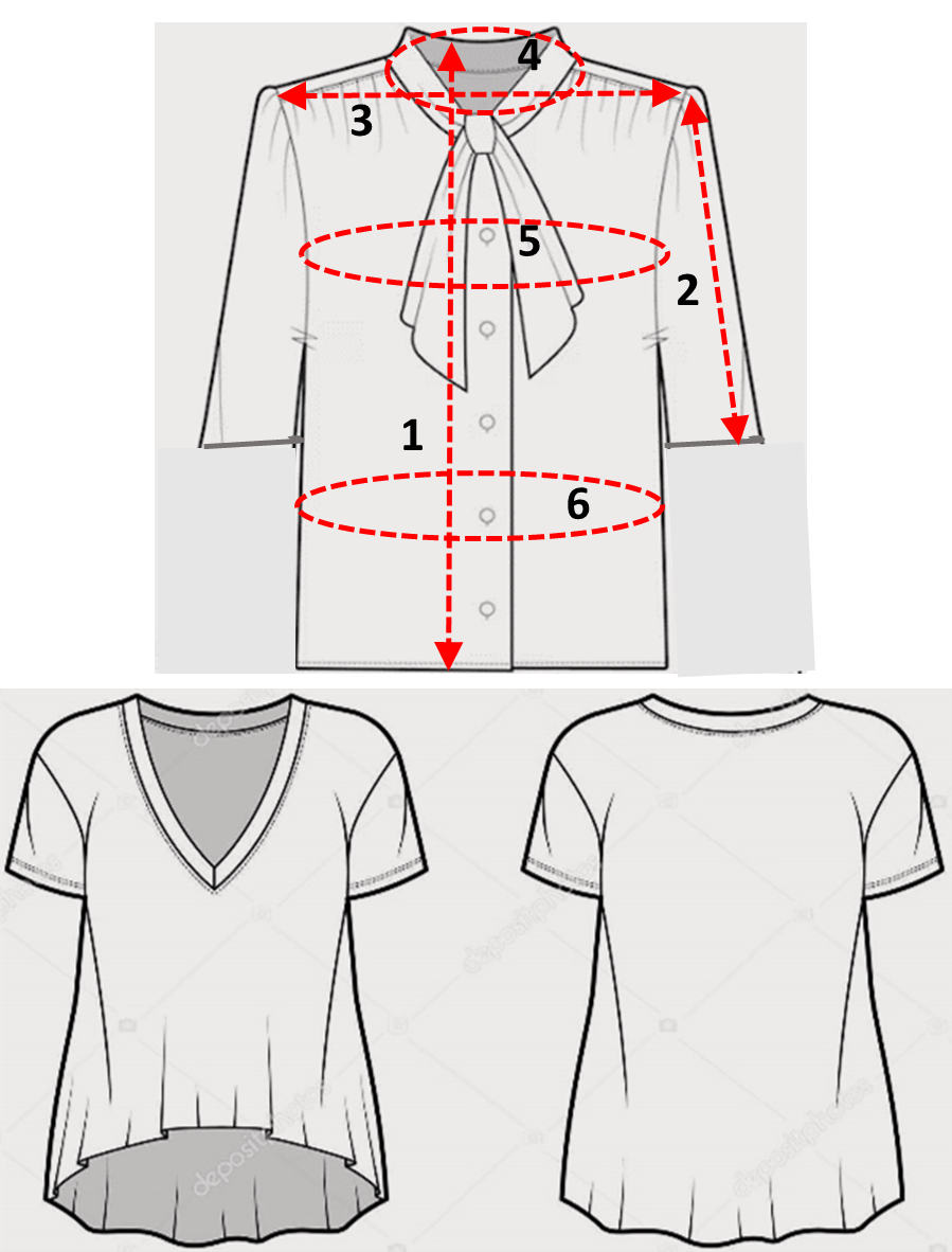 Blusa Feminina (Manga Curta – Laço ou Decote “V”, com ou sem lenço)